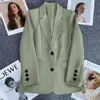 Women's Suits Blazers Elegant Office Lady Blazer Woman 2023 Fashion Long Sleeve Single Button Blazers New In Coats And Jackets Clothing Outerwears C240410