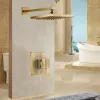 ZGRK 8 Inch Rainfall Shower Faucet Sets Antique Brass Round Shower Sets Wall Mounted Mixer Taps Set Concealed Bathroom Set