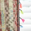 Boheemse geometrische garen-geverfde jacquard gordijn met kwastjes, boerderijraam drapes voor slaapkamer, woonkamer decor, TJ7723