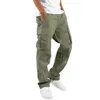 Men's Pants Everyday Wear Men Trousers Solid Color Vintage American Style Cargo With Elastic Waist Multi Pockets For Sports