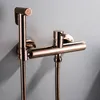 Hot and Cold Bidet Spray Set Hand Held Sprayer Shattaf Toilet Attachment Wall Mounted Rose Gold,Grey,Gold,Matte Black,Chrome