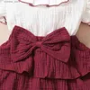 Robes de fille bébé fille rouge fille avec une robe de cupcake blanche à 3 couches l47