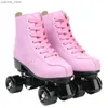 Inline Roller Skates Black Wheels Roller Skates Women Men Roller Skate Shoes Quad Sneakers Beginner Outdoor Skating Adult Double Row 4-wheel Pulley Y240410