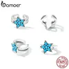 Bamoer 925 Sterling Silver Simple Turquoise Piercing Ear Stud Dream Catcher Hollow Evil Eye Star Heart Earring Clip Jewets Gift