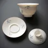 165 ml Butterfly peint à la main Orchidée Aer Ceramic Gaiwan White Porcelain Tea Lid Set Maker Master tasse Master Top Kung Fu Tea Cérémonie