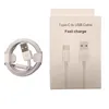 P Top Quality 1m 3ft Typ C USB L CABLE SUPER Snabb laddningsladdar Snabbtelefonladdare Telefonkabel för iPhone Samsung Andorid telefonkabel med detaljhandelslåda