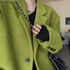 Женские костюмы Blazers Unxx Осенняя зима Негабарированная повседневная стильная зеленая шерстяные пиджаки Женщины на плече