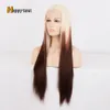 Najnowsza moda koronkowa peruka z przodu 13x4 pasująca długie proste włosy Wysoka temperatura syntetyczna koronkowa peruka ręka Knested Periwig Brazylijskie włosy Parbre