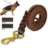 Correa de cuero de verdad realable con correa para caminar para caminar para el pastor alemán Golden Retriever 1.6 cm de ancho para perros medianos grandes