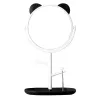 Söt katt öronsmakeupspegel med smycken rackhållare 360 ​​ﾰ rotationsbord bänkskivbas användning för badrum skrivbord kosmetiska speglar "smycken rack hållare spegel för badrum"
