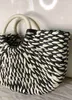 Totes Andra väskor Forest Style Paper Woven Half Moon Bag Black and White Beach H240410