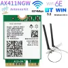 Cartes pour la carte WiFi AX411 + 2x8db Antenne WiFi 6E CNVIO2 BT 5.3 Module Triband 5374Mbps pour ordinateur portable / PC WIN10 / 1164BIT