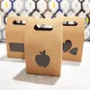 12pcs 10x6x16cm natürliche Papierkarte Süßigkeiten Geschenkverpackungskasten PVC Clear Heart Square Apfelform für Aufbewahrungskekse handgefertigte Kuchen