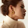 Hoop örhängen geometrisk tjock metall rund örhänge enkel guldfärg silver chunky för kvinnor trend minimalistiska smycken gåvor