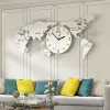 Glod Glod Metal Wall Clocks Home Decor Room Rock Wall Clock Mechanism Assionity Home Home World Map Horloge Gift FZ576