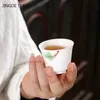 4 pcs/lot Chinese Suet jade Teacup Handmade Ceramic Tea Bowl Tea set Accessories Master cup portable Personal Single Cup 70ml