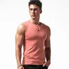 Men's Tank Tops Henry Collar Sleeveless T-Shirt Silm Summer Wide Shoulder Vest