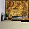 Nautiskt diagram Tapestry Pirate Treasure Map Hanging Decor Akvarell Map Letter Polyester Table Täck Yoga Beach Handduk