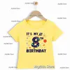 T-shirts It Is My Birthday Space Number 2-10 T-Shirt Astronaut Rocket Ship Print Short Sleeve T-Shirts Gift Boys Girls Kids Clothes Tops 240410