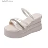 Slippers Thick soled slippers for women with a sense of luxury in 2023 new summer fashion outdoor wear sponge cake slope heel height increasing sandals H240410