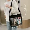 حقيبة قماشية harajuku jk اليابانية للنساء الجيب الشفاف itabag موشيلا مدرسة ثانوية الفتيات موحد الكتف 240326