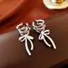 Zircon Bow Tassel Cool Style, Simple and Fashionable Without Holes, Ear Bone Clip with New Temperament, Versatile Earrings