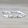 المرأة الساخنة جديدة تويست تويست مصمم حلقات فرقة 18 كيلو بايت S925 Silver Cz Zircon Crystal Love Love Leaf Finger Finger Ring Giftly Gholesale