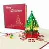 Christmas Tree Greeting Card With Envelope Handmade Customized 3D Pop Up Postcard Gift Card Santa New Year Merry Christmas Decor