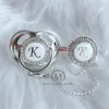 Miyocar Nom Initials Letter K Beautiful Bling Pacificier and Pacificier Clip Set Unique BPA Free Dummy Bling Unique Design Lk