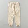 Herrenhosen Frühlings Sommer Männer Baumwollwäsche elastische Taille dünne atmungsaktive Dachzug Hip Hop Hosen Knöchellänge Lose Overalls