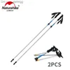 Polonais de trekking Polonais de trekking NatureHike 2pcs Ultra Light Outdoor Walking Gandle Eva Handle à 5 sections A réglable Rod de marche alpstock Foldableq