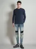 Men's Jeans Streetwear Thin Pencil Pants Fashion Motorcycle Biker Style Mid Waist Skinny