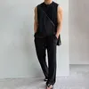 Men's Tracksuits 2Pcs/Set Men Summer Casual Outfit O-neck Sleeveless Tank Tops Elastic Drawstring Waist Wide Leg Long Pants Set