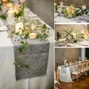 Hot Vintage Natural Burlap Imitated Jute Linen Table Runner Christmas Wedding Grey / Kaki Table Runners Restaurant Table Decor