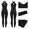 Moda Women Sportwear Suit Sexy Open Back Back Yoga Conjunto de fitness macacão feminino Trixato de barriga de controle de ginástica Sportswear 240410