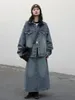 Arbeitskleider Chic Ven Korean Casual Denim Jacke Waschen Sie Long A-Line-Rock für Frauen Mantel Mode weibliche Kleidung Set Retro Frühling Herbst 2024