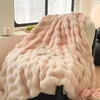 Cobertores gradiente super quente Faux Fel Velvet Fleece Blanket Plush Throe Double Camada Cashmere Coral Fluffy Quilt Cover
