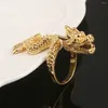 Bröllopsringar guldfärg tredimensionella djur coola män drake afrikansk fest ring smycken gåva