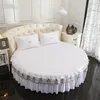Benutzerdefinierte Größe Home Textile Feste Farbe+Spitzenwäsche runde sitzende Blechbettenbettbedeckung Bettwäsche Kreis Blechbett Rock#SW