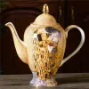 Gustav Klimt Bone China Kaffee Set Luxus britisches Porzellan Teebecher Set Keramik Teekannen Creamer Zuckerschale Milch Kaffee Kaffee Kaffee