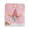 Pokrywa krzesła JFBL Święta zabawny gnome z LED Light Cartoon bez twarzy Santa Pink Back Slipcover na dekoracje do jadalni