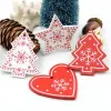 10pc 5cm Red Heart Star Bell Snowflake Christmas Ornaments Pendant Natural Wood Christmas Hanging Confetti Xmas Tree Decorations