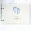 Little Feet Spersonalizowany drewniany album ze zdjęciami dla dziecka, pamięć książka, dziennik na pierwszym roku unikalny prezent na baby shower urodziny