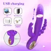 Rabbit Thrusting Vibrator for Woman 3 in 1 G Spot Clitoris Stimulator Vagina Massager Female Masturbator Backyard Anal Sex Toy 240403