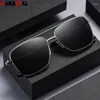 Sonnenbrille polarisierte Männer Frauen UV400 Retro Sonnenbrillen Metall große Brille Rahmen Rahmen Rahmen Strandreise Anti Blendung Schatten Eimer