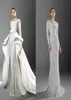 2021 Zuhair Murad Meerjungfrau Brautkleider mit abnehmbarem Zug schiere Nacken Langarm Applikationen Brautkleider Plus Größe Hochzeit DR7241193