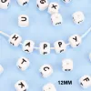 LOFCA 12 mm 100pcs Silicone Food Grade Lettre de detrants Bégers Perles BPA Perle d'alphabet à mastication en vrac sans BPA pour nom personnalisé DIY