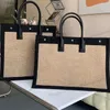 Luxury designer rive gauche tote beach bag women handbag summer fashion weave leather shopping handbags top linen large bags canvas travel satchel wallet totes