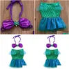 Vêtements sets paillettes née pour tout-petit bébé girls enfants halter top sirène queue en dentelle de jupe tenues