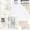 Marble A6 Binder PU Leather Loose Leaf Notebook Cash Envelopes ,Refillable Budget Planner Organizer, for Budgeting Saving Money